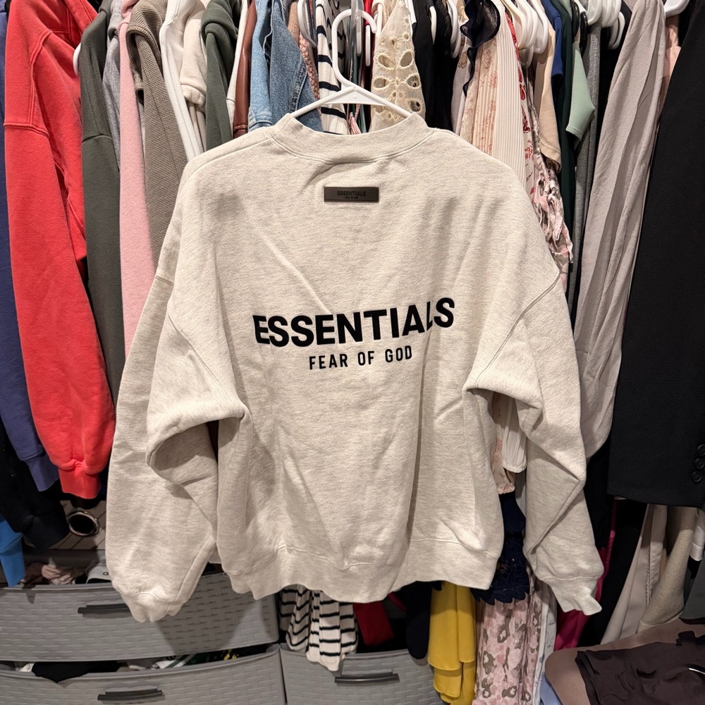 Essentials Women's Light Gray Crew Neck Sweater
